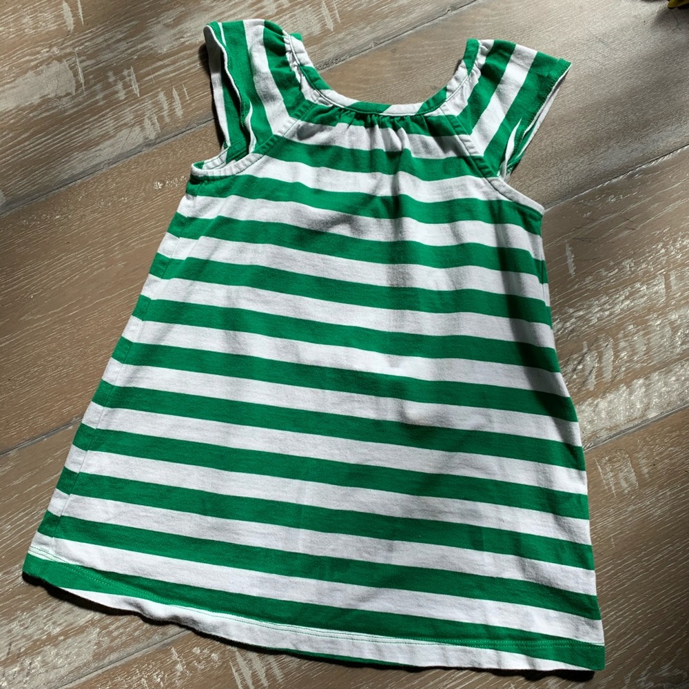 Hanna Andersson cap sleeve green striped dress - 3